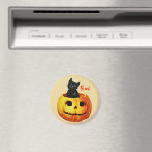 Kat in Pompoen Halloween Magnet (Insitu (Vaatwasser))