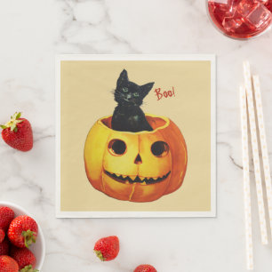 Kat in pompoen Halloween Papier servetten