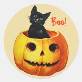 Kat in Pompoen  Halloween Stickers