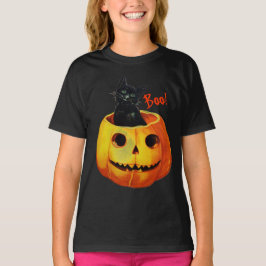 Kat in pompoen Halloween T-shirt