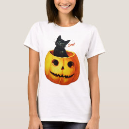 Kat in pompoen Halloween T-shirt