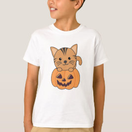Kat in pompoen katten Halloween T-shirt