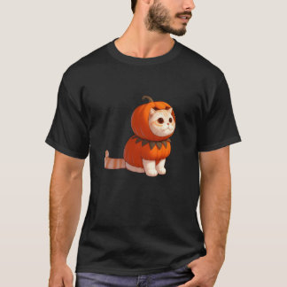 Kat in pompoen kostuum voor Halloween T-shirt