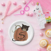 Kat in pompoen papieren bordje (Feest)