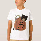 Kat in pompoen t-shirt (Voorkant)