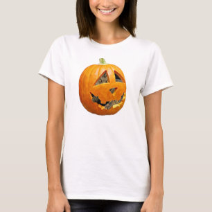 Kat in pompoen t-shirt