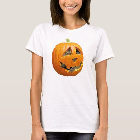 Kat in pompoen t-shirt (Voorkant)