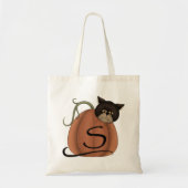Kat in pompoen tote bag (Voorkant)