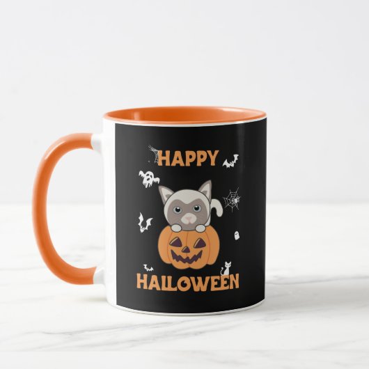 Kat in pompoen zoete katten blij Halloween Mok (Links)