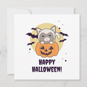 Kat In Pompoen Zoete Katten Gelukkig Halloween Kaart