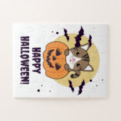 Kat In Pompoen Zoete Katten Gelukkige Halloween Ji Legpuzzel (Horizontaal)