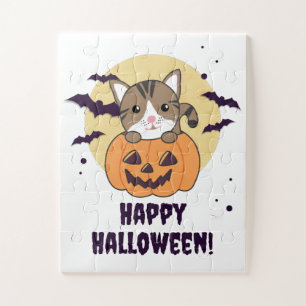 Kat In Pompoen Zoete Katten Gelukkige Halloween Ji Legpuzzel