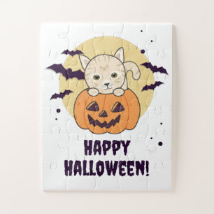Kat In Pompoen Zoete Katten Gelukkige Halloween Ji Legpuzzel
