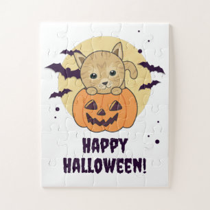 Kat In Pompoen Zoete Katten Gelukkige Halloween Ji Legpuzzel