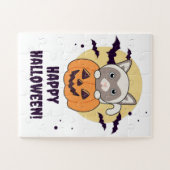 Kat In Pompoen Zoete Katten Gelukkige Halloween Ji Legpuzzel (Horizontaal)
