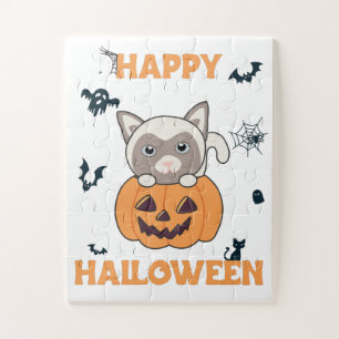 Kat In Pompoen Zoete Katten Gelukkige Halloween Ji Legpuzzel