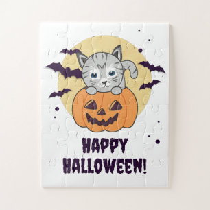 Kat In Pompoen Zoete Katten Gelukkige Halloween Ji Legpuzzel