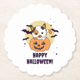 Kat in pompoen, zoete katten, Happy Halloween Kartonnen Onderzetters