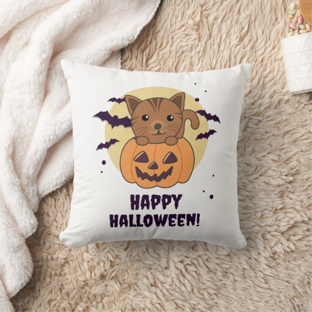 Kat in pompoen, zoete katten, Happy Halloween Kussen (Deken)