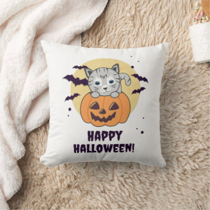 Kat in pompoen, zoete katten, Happy Halloween Kussen