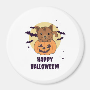 Kat in pompoen, zoete katten, Happy Halloween Magneet
