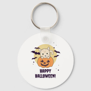 Kat in pompoen, zoete katten, Happy Halloween Sleutelhanger