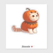 Kat in pompoenkostuum voor Halloween Sticker (Vel)