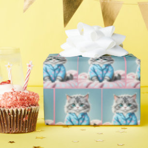 Kat in pyjama cadeaupapier