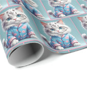 Kat in pyjama cadeaupapier (Rol Hoek)