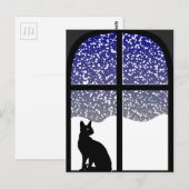 Kat in raam in winter briefkaart (Voorkant / Achterkant)