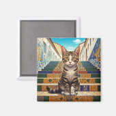 Kat in Rio de Janeiro Lapa Escadaria Selaron Stapp Magneet (Voorkant / Achterkant)