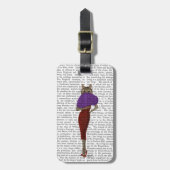 Kat in rode dress bagagelabel (Voorkant verticaal)