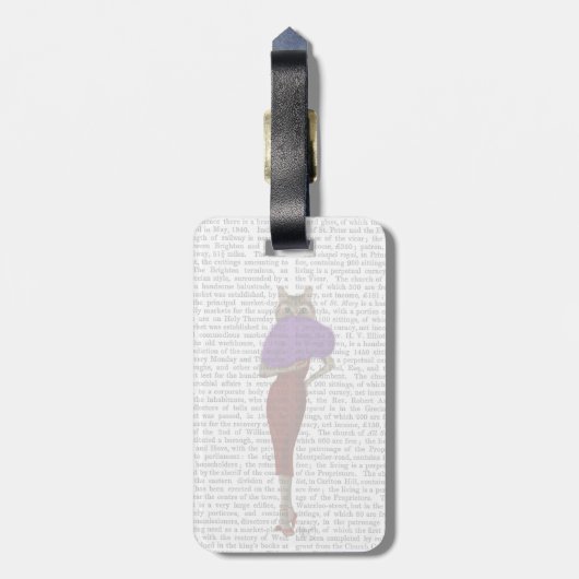 Kat in rode dress bagagelabel (Achterkant verticaal)