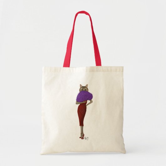 Kat in rode dress tote bag (Voorkant)