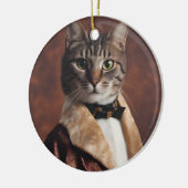 Kat in Roken Jas Keramisch Ornament (Links)