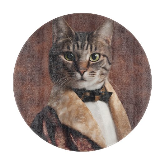 Kat in Roken Jas Snijplank (Voorkant)