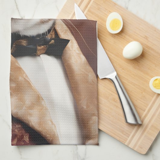 Kat in Roken Jas Theedoek (Quarter Fold)