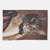 Kat in Roken Jas Theedoek (Horizontaal)