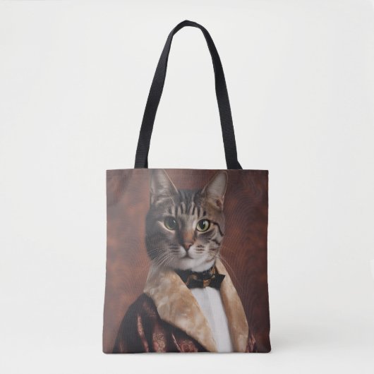 Kat in Roken Jas Tote Bag (Voorkant)