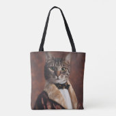 Kat in Roken Jas Tote Bag (Achterkant)