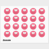 Kat in roze Adresetiketten Ronde Sticker (Vel)