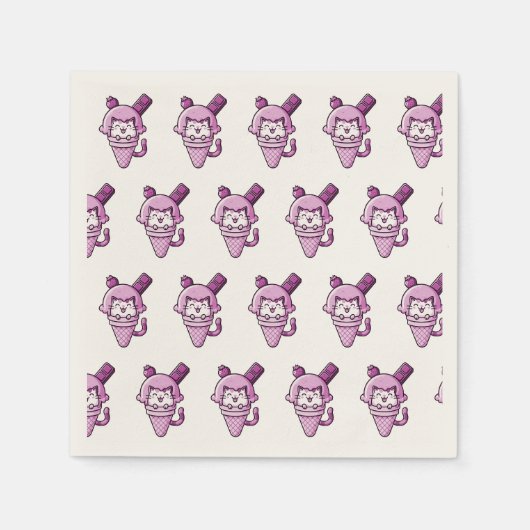Kat in roze kegel servet (Voorkant)