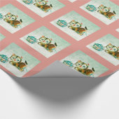 kat in roze plaid cadeaupapier (Hoek)