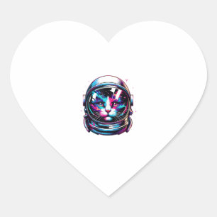 Kat in Ruimte Astronaut Buitenste Galaxy Kitten Gi Hart Sticker