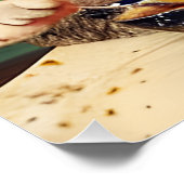 Kat in ruimte Eating AI Generated Art Perfect Poster (Hoek)