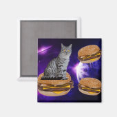 KAT IN RUIMTE MET CHEESEBURGERS magneet (Voorkant / Achterkant)