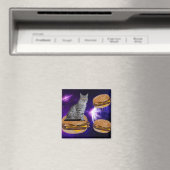 KAT IN RUIMTE MET CHEESEBURGERS magneet (Insitu (Vaatwasser))