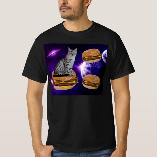KAT IN RUIMTE MET KEESEBURGERS T-Shirts (Voorkant)