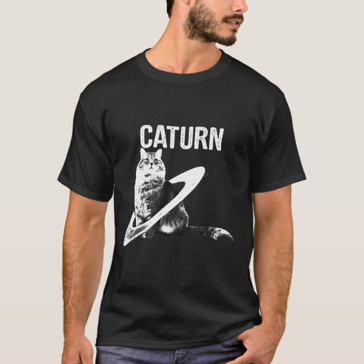 Kat in ruimtecaturn t-shirt (Voorkant)