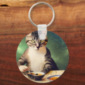 Kat in ruimtevaart Sushi Sleutelhanger (Voorkant)